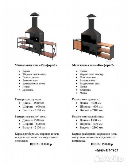 Мангальная зона для беседки Комфорт-2
