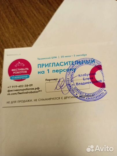 Билет на фестиваль роботов