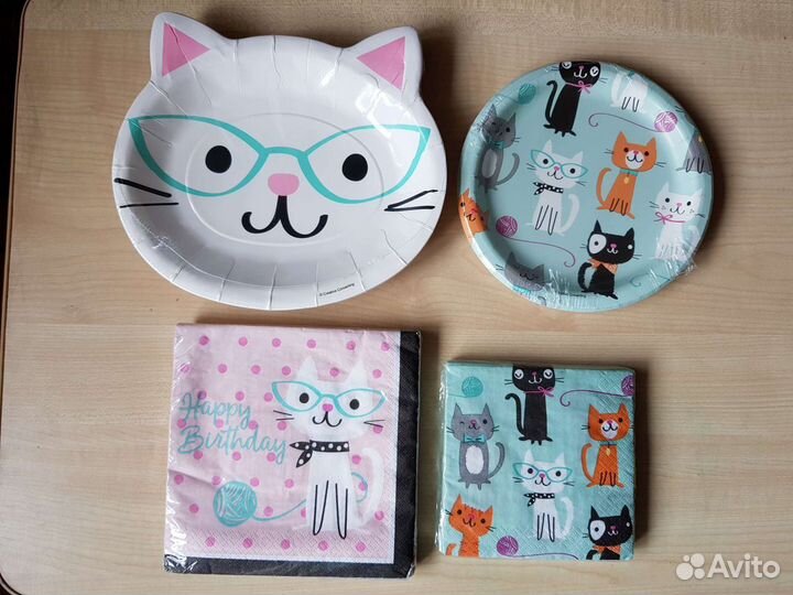 Одноразовая посуда кошки новая