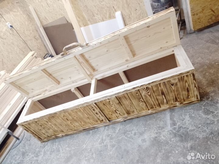 Сундук-лавка из дерева для бани, дачи, терассы