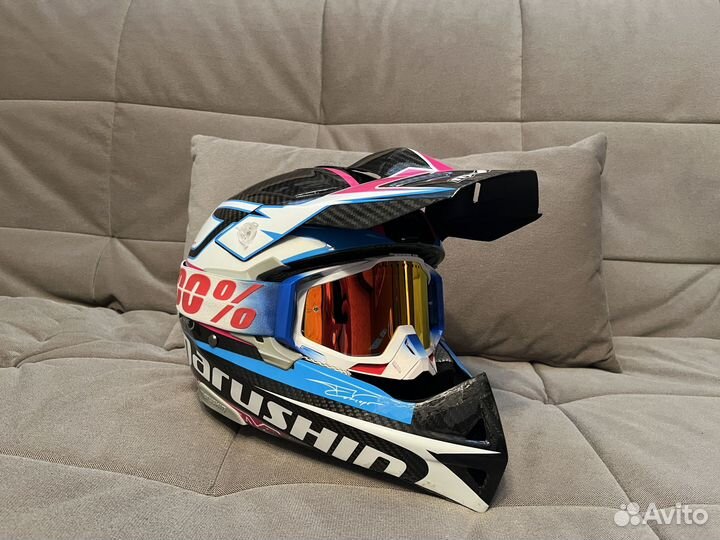 Кроссовый шлем marushin rs-mx soneki cyan