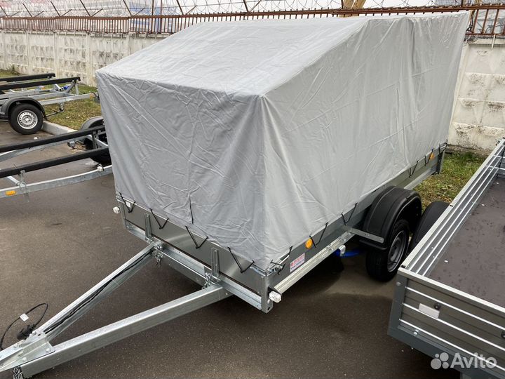 Привеп трейлер 3.2х1.4 с тентом. Серый
