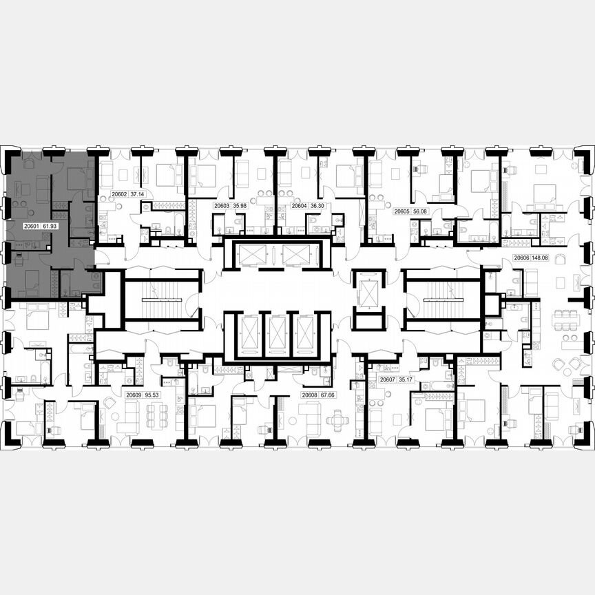 2-к. квартира, 61,9 м², 6/59 эт.