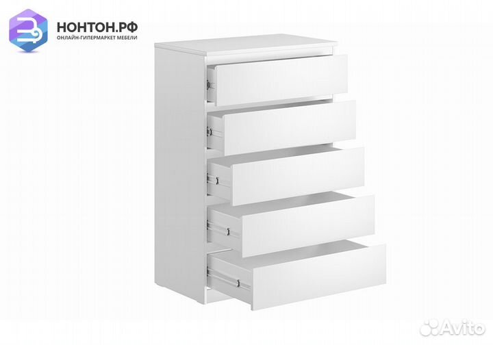 Комод Мальта 5 ящиков белый