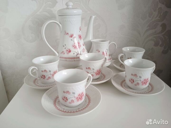 Винтажный кофейный сервиз Inglasur Colditz ГДР