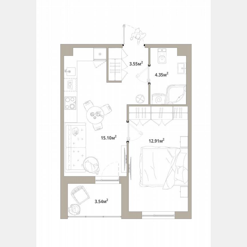 1-к. квартира, 37,7 м², 3/12 эт.
