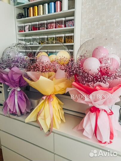 Букет из гипсофилы, букет из шаров