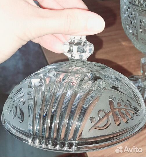 Ваза для фруктов на ножке хрусталь