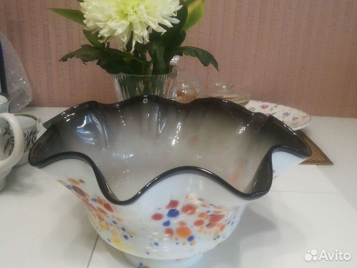 Ваза для фруктов, цветное стекло СССР