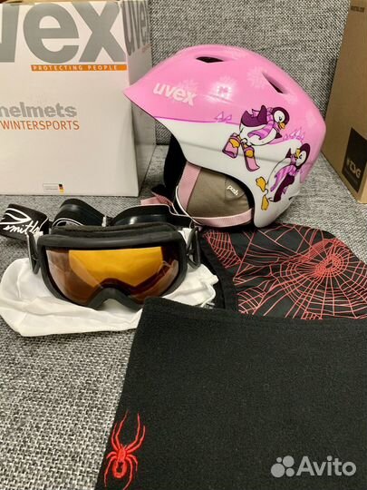 Горнолыжный шлем uvex детский+очки +балаклава