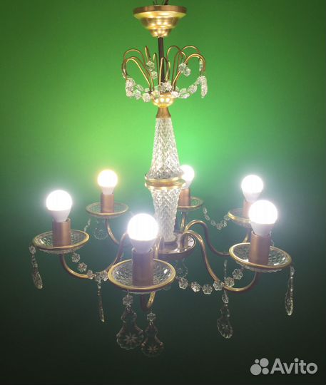 Хрустальная люстра(6 свечей) СССР Чехословакия
