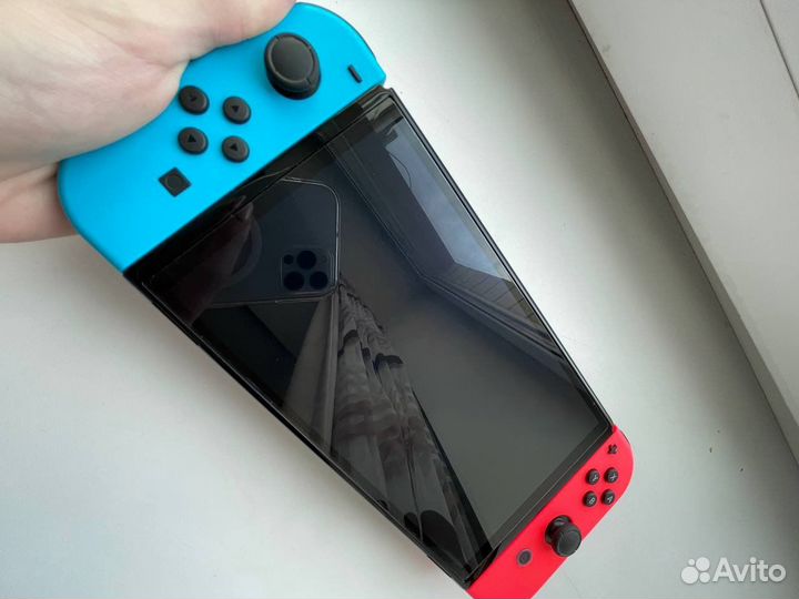 Nintendo switch Oled 64 Гб, неоновый синий/красный
