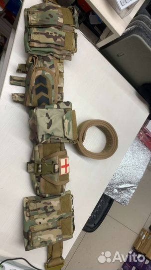 Боевой тактический пояс с 5 подсумками мультикам