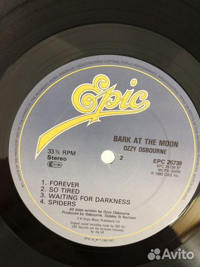 Ozzy Osbourne – Bark AT The Moon, UK, NM