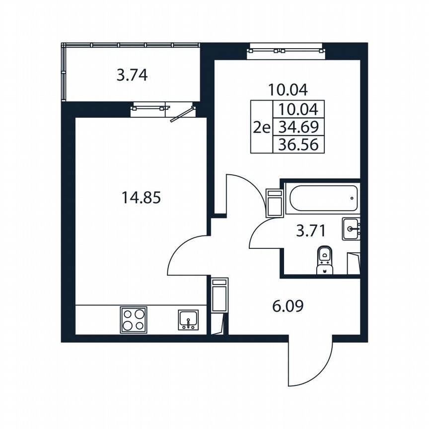 1-к. квартира, 36,6 м², 7/12 эт.