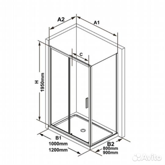 Blsps-80 черный+Transparent, неподвижная стенка