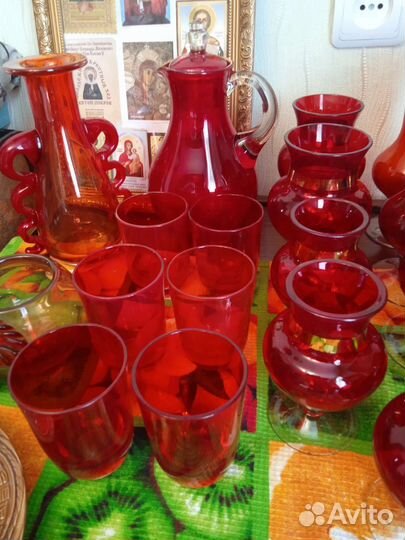 Посуда СССР цветное стекло