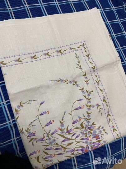 Скатерть лен СССР с колокольчиками