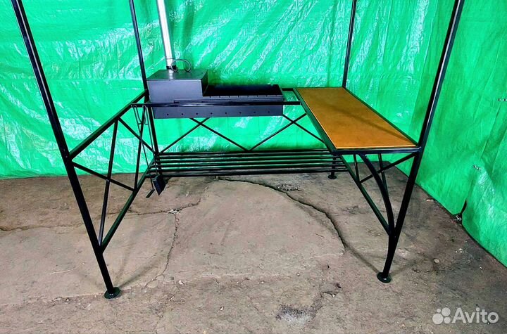 Мангал с печью под казан и крышей