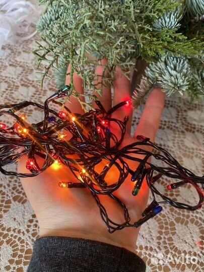 Гирлянда на елку 5 метров черный шнур