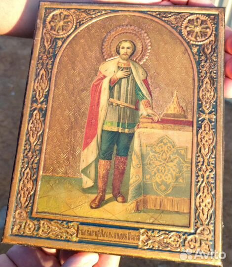 Старинная икона. Александр Невский