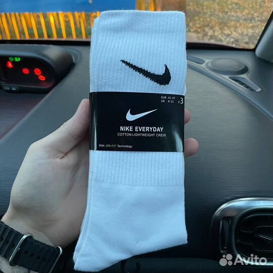 Носки nike dri fit белые 3 пары