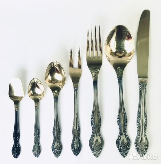 Набор столовых приборов СССР с позолотой, 6 персон