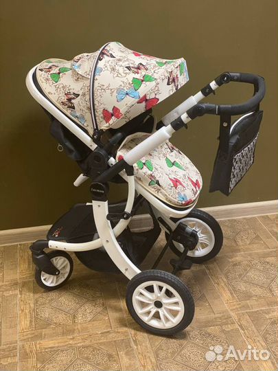 Коляска трансформер Luxmom 2 в 1 длинный капюшон