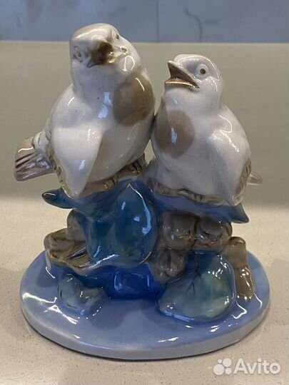 Статуэтка СССР Воробьи фарфор Старая Гжель