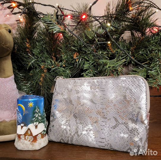 Biba косметичка клатч серебро змея