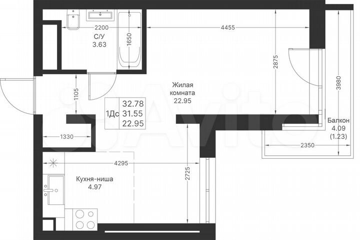 Квартира-студия, 32,8 м², 12/25 эт.