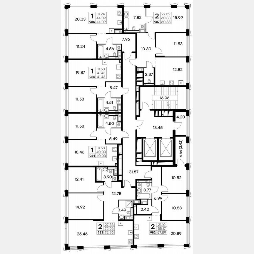 2-к. квартира, 61,9 м², 18/19 эт.