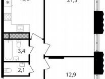 2-к. апартаменты, 61 м², 2/30 эт.