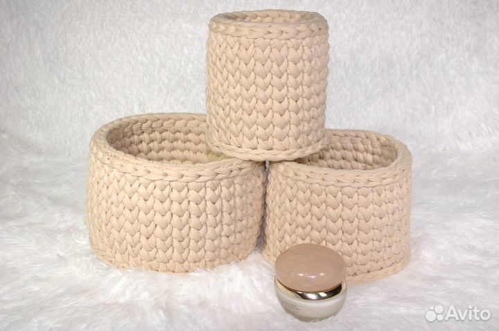 Комплект вязаных корзин (хлопок 100)