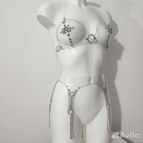 Стразовый лиф из винила прозрачный для танца gogo