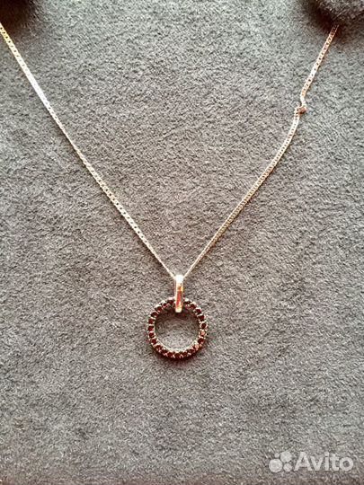 Цепочка с кулоном из чёрных бриллиантов золото 585