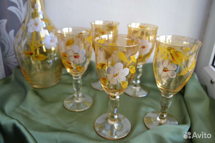 Графин и фужеры Богемия винтаж