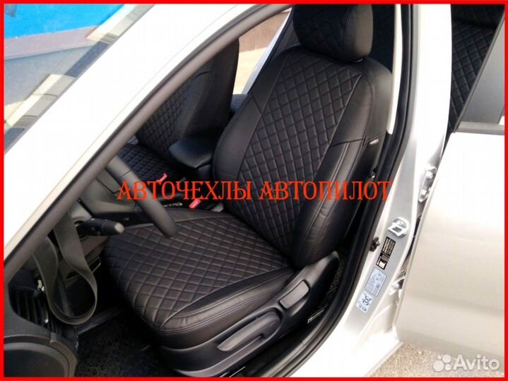 Чехлы Автопилот Opel Zafira из экокожи чёрные Ромб