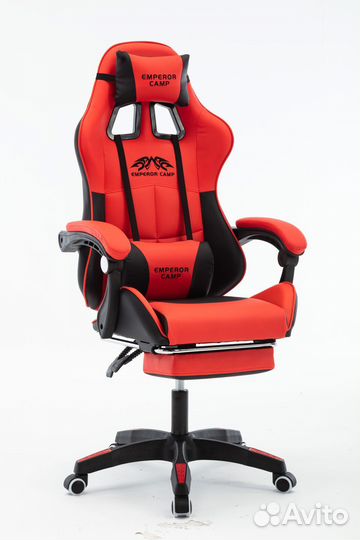 Игровое кресло черно-красное без подставки