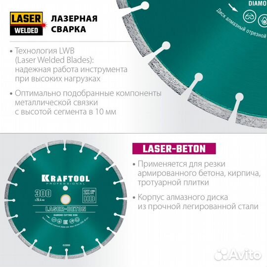 36686-300 laser-beton 300 мм, диск алмазный отрезн