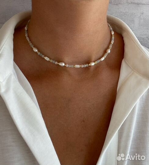 Колье чокер из натуральных камней