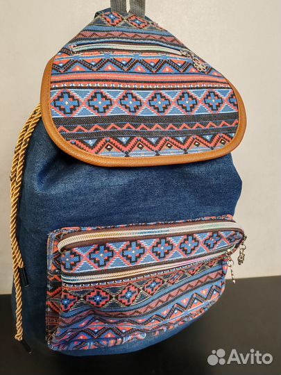 Рюкзак джинсовый женский бохо
