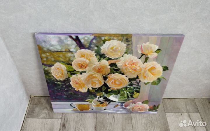 Картина маслом. Желтые розы