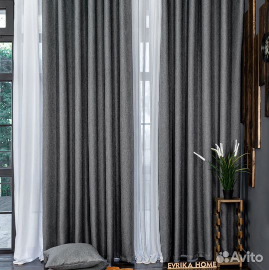 Шторы рогожка Орфей Темно-серый
