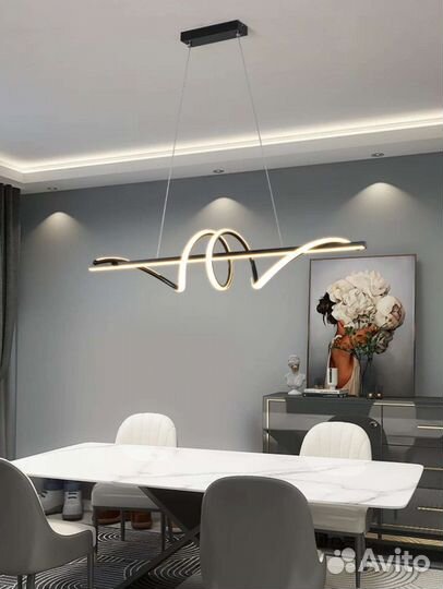 Подвесная люстра минимализм (черный, золотой)