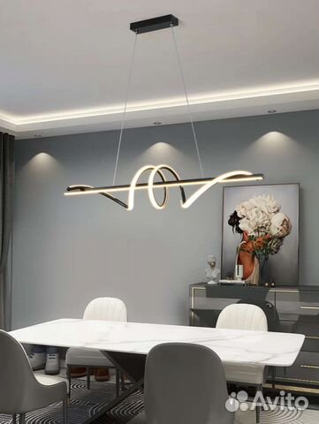 Подвесная люстра минимализм (черный, золотой)