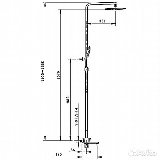 Комплект:Душ.ст. G2418-1;Смес G1039
