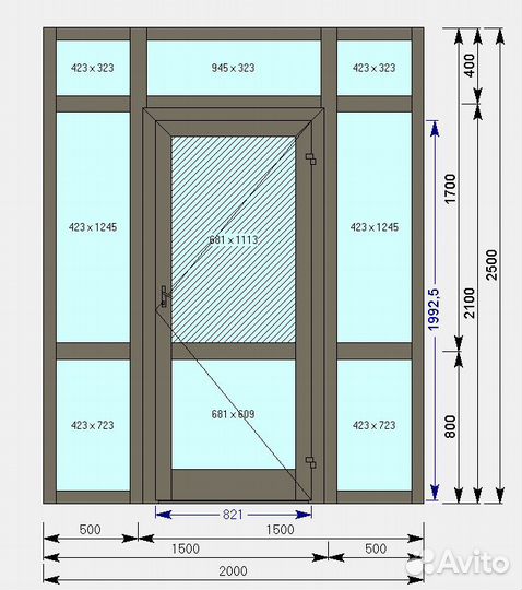 Входная группа/алюминий 2000*2500 Серая