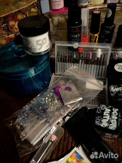 Сет, пакет для маникюра, гель лаки,база, стразы