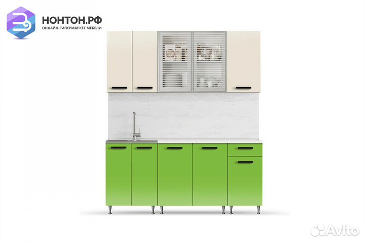 Кухня Рио-1 1.8м бежевый / олива